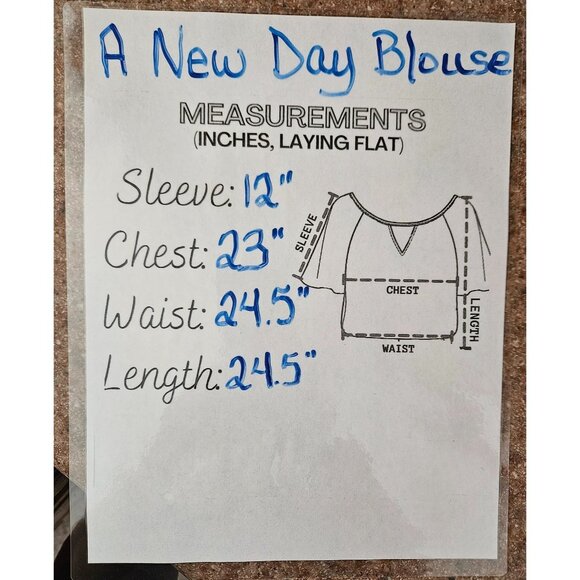 A New Day Womens Blouse Size XL Short Sleeve Keyhole Button Flutter Sleeves Blue - Picture 9 of 9